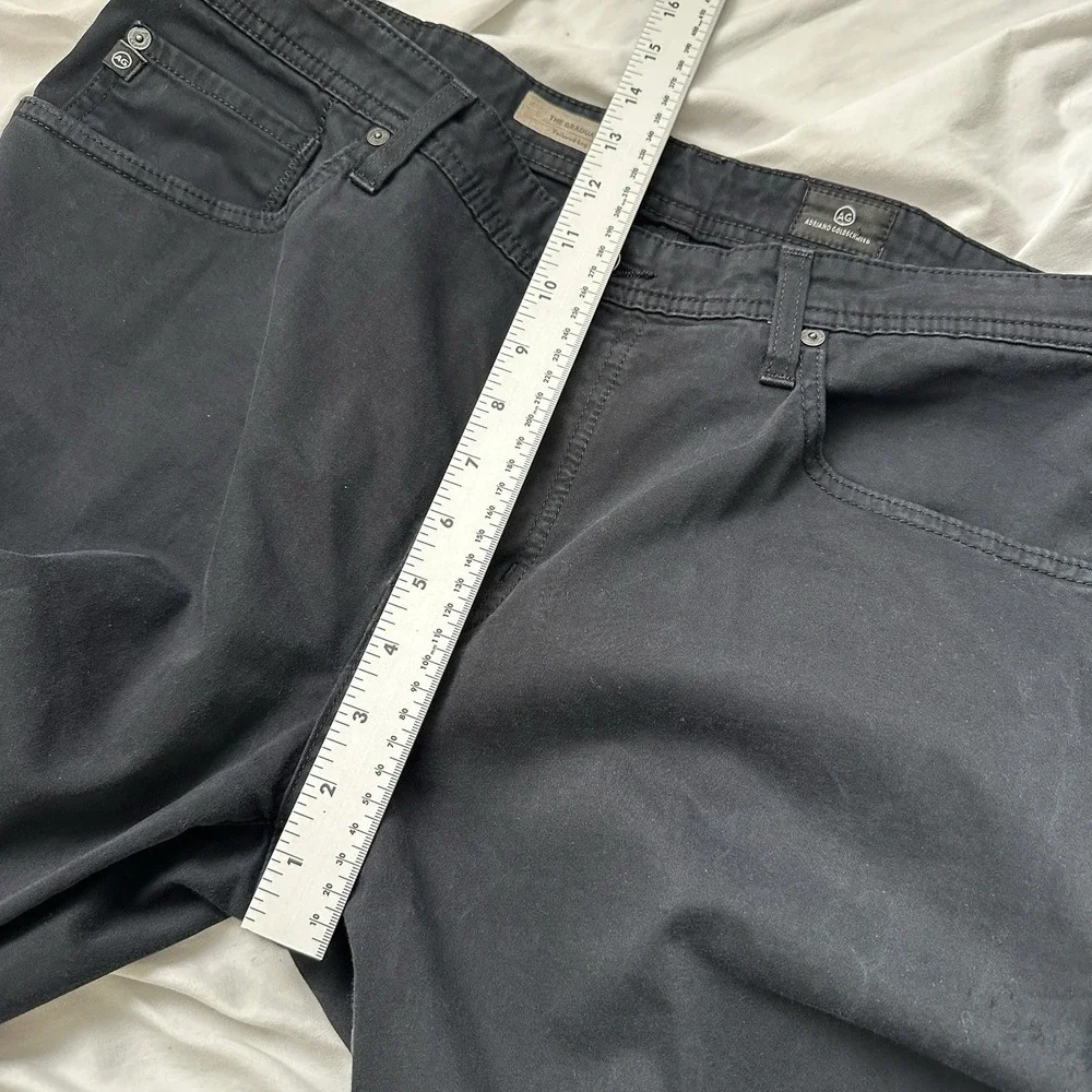 AG‎ Adriano Goldschmied The Graduate Pants Mens 36x34 Black Tailored Leg Sateen